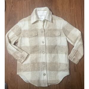 Wilfred Free Aritzia womans shacket cream and tan plaid size Med-preowned